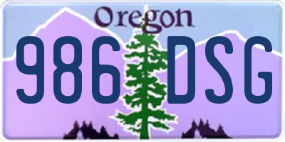 OR license plate 986DSG