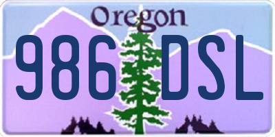 OR license plate 986DSL