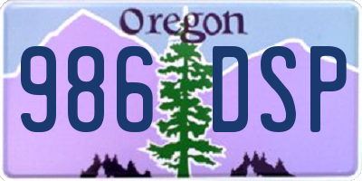 OR license plate 986DSP