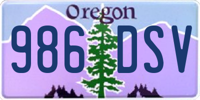 OR license plate 986DSV