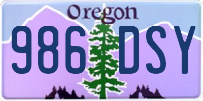 OR license plate 986DSY