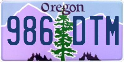 OR license plate 986DTM