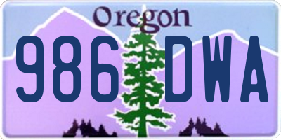 OR license plate 986DWA