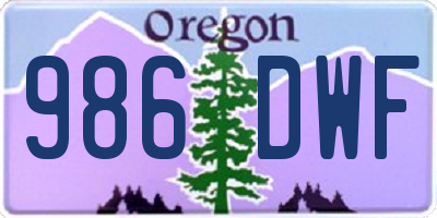 OR license plate 986DWF