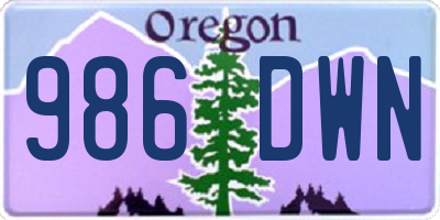 OR license plate 986DWN