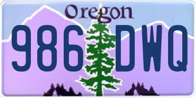 OR license plate 986DWQ