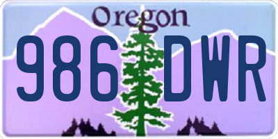 OR license plate 986DWR