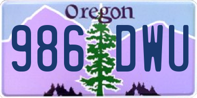 OR license plate 986DWU