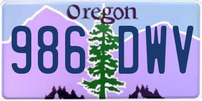 OR license plate 986DWV