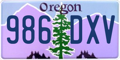 OR license plate 986DXV