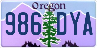 OR license plate 986DYA