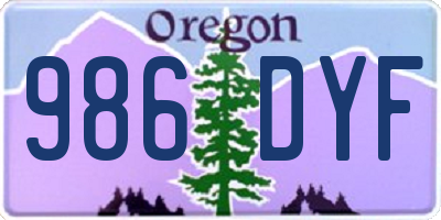 OR license plate 986DYF