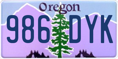 OR license plate 986DYK