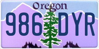 OR license plate 986DYR