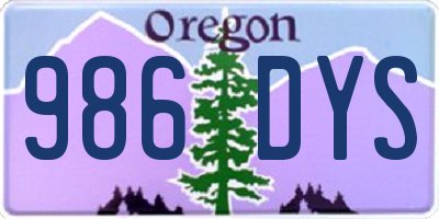 OR license plate 986DYS