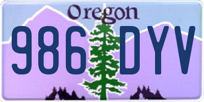 OR license plate 986DYV