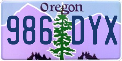 OR license plate 986DYX