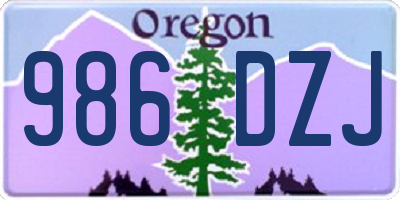 OR license plate 986DZJ