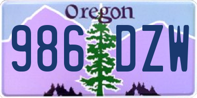 OR license plate 986DZW