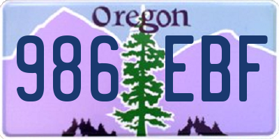 OR license plate 986EBF