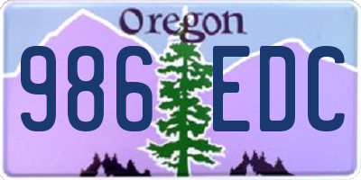 OR license plate 986EDC