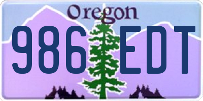 OR license plate 986EDT