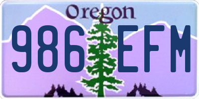 OR license plate 986EFM