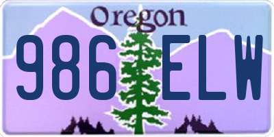 OR license plate 986ELW