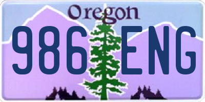 OR license plate 986ENG