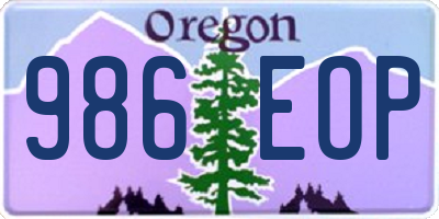 OR license plate 986EOP
