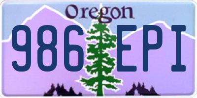 OR license plate 986EPI