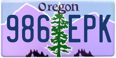 OR license plate 986EPK