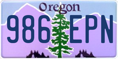 OR license plate 986EPN