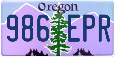 OR license plate 986EPR