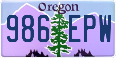OR license plate 986EPW