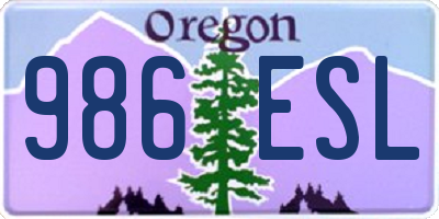 OR license plate 986ESL