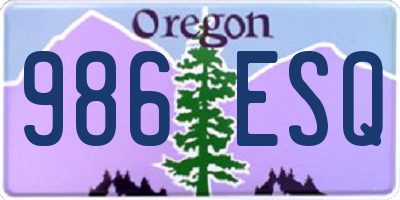 OR license plate 986ESQ