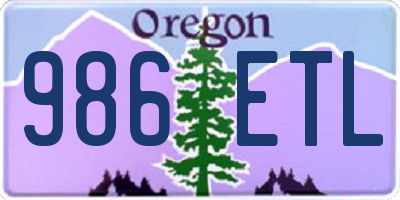 OR license plate 986ETL