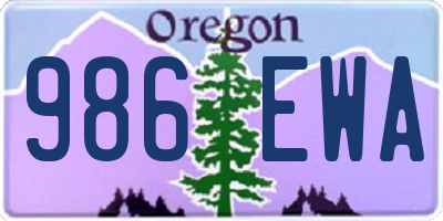 OR license plate 986EWA