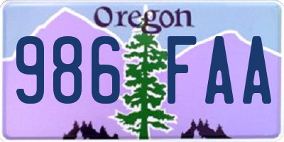 OR license plate 986FAA