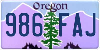 OR license plate 986FAJ