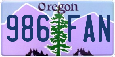 OR license plate 986FAN