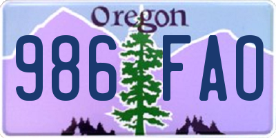 OR license plate 986FAO