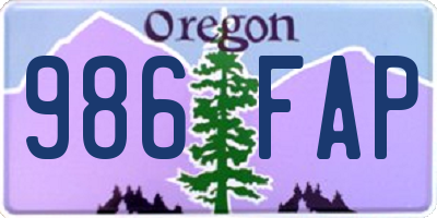 OR license plate 986FAP