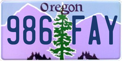 OR license plate 986FAY