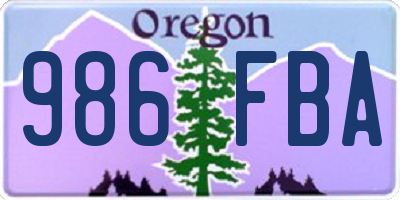 OR license plate 986FBA