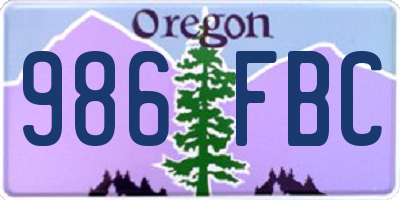 OR license plate 986FBC