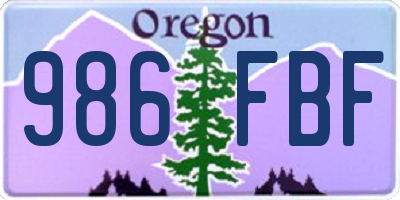 OR license plate 986FBF