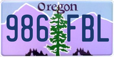 OR license plate 986FBL