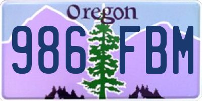 OR license plate 986FBM